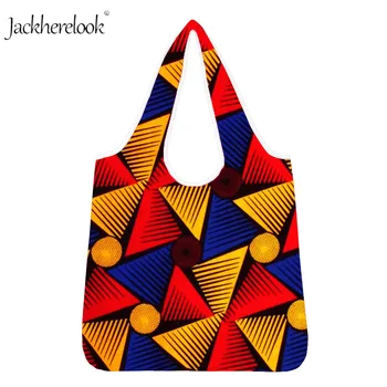 Jackherelook 2ks Eco-Friendly Africké Kmeňové Tlače Skladacia Nákupné Tašky Cestovné Picnic Bag Ladies Prenosné Tote Tašky s potravinami
