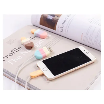 Krásne Ice Cream Kábel Chránič Nabíjačka, USB Kábel Winder Pre Apple IPhone Pre Smartphone kábel Ochranu dekorácie