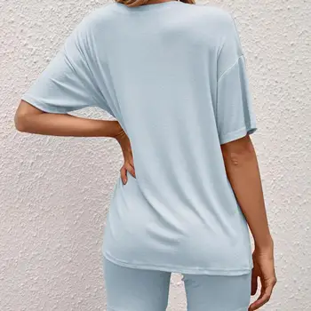 Oblečenie Farbou Športový Activewear Ženy Krátke Sleeve T-shirt Šortky Tepláková súprava na Leto