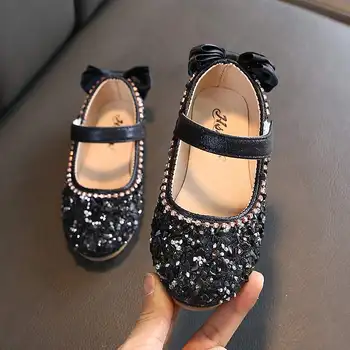 Deti Kožené Topánky Dieťa Dievčatá Princezná Jar Jeseň Topánky Chaussure Enfants Sandále Strany Flitrami Tanečné Topánky