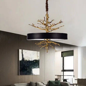 Umenie ventilátor osobné jedáleň luster villa svetlo luxusné medi obývacia izba post moderné tvorivé kruhové pobočky lampa st