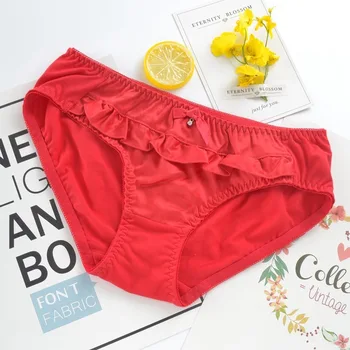 Nový Japonský červený bavlna dámska spodná bielizeň vyšívané čipky veľké bielizeň, nohavičky ženy culotte femme tangas stringi majtki