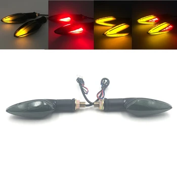 2 ks Univerzálne Motocyklové LED Zase Signálne Kontrolky Svetlo Žltá/Červená Brzdové Svetlo Žiarovka 12V KLASU Motorke Lampa Super Jasné