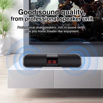 Sound bar Bluetooth Vonkajší Reproduktor, Kovové Prenosné Super Bass Bezdrôtový Reproduktor 3D Hudbu Surround S TF Kartu, Aux pre tv, pc