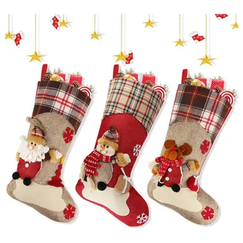 Vianočné Pančuchy Santa Elk Ponožka Cartoon Tlač Vrecoviny Vianočné Darčekové Tašky Krb Ozdoby pre Domáce Festival Ozdoby