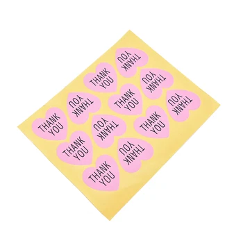 12pcs Ružová nové Ďakujem Samostatne AdhesivePaper Nálepky Ružová tvare Srdca Etikety Na Obaloch Svadobné Tlačoviny
