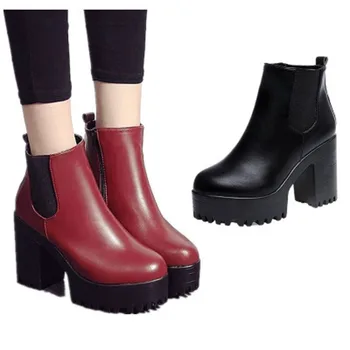 Ženské členok boot 2020 Jeseň zima Nové Martin boot silné päty ultra vysokým podpätkom nepremokavé platformu všestranný nahé boot