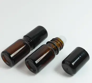 Veľkoobchod 5ml prejdite na kolieskových parfum fľaše pre esenciálne oleje prázdne naplniteľné dezodorant kontajnerov s čiernym viečkom LX1033