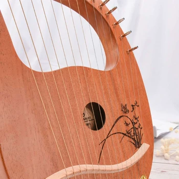 16 Kovové Struny Ručné Lýra Harfa s Handričkou Cestovná Taška Mahagón Telo Klasický Hudobný Nástroj Darček