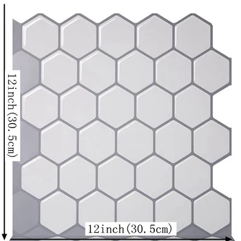 3D Samolepiace Mozaiky Steny Dlaždice Samolepka Biela Hexagon Štýl Stenu, Nálepky Domácej Kuchyni Dekorácie