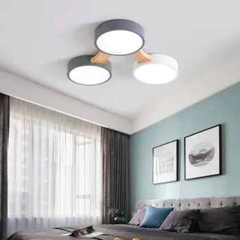 220V LED Stropné Svietidlá S Okrúhle Kovové Tienidlo Pre Obývacia Izba Modernú Povrchovú montáž Stropné svietidlo Dreva Spálňa Lampa