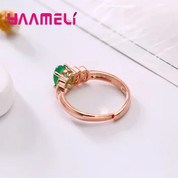 Prevládajúce Rose Gold Color Prst Prstene Pre Ženy Dámy Oválne Opal Obchod S Najlepšími Kubický Zirkón Otvorenie Krištáľové Šperky