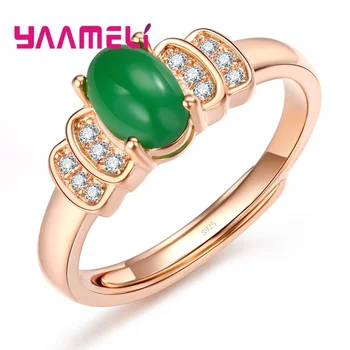 Prevládajúce Rose Gold Color Prst Prstene Pre Ženy Dámy Oválne Opal Obchod S Najlepšími Kubický Zirkón Otvorenie Krištáľové Šperky