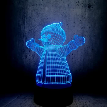 3D Román LED Krásny Snehuliak Dekor Nočné Svetlo Atmosféru 7 Farieb Gradient USB Lampa radostné Deti hračka Vianoce, Nový Rok