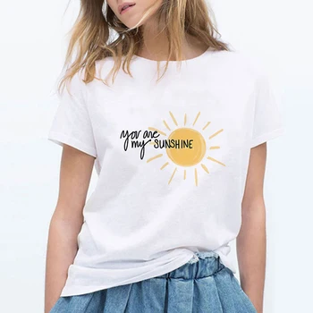 Lus Los Ženy Móda Lumbálna Slnka a Mesiaca Cartoon Tlačených Topy Tumblr Harajuku módne bežné tričko 2019