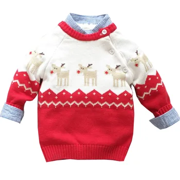 Deti svetre deti sveter pre dievčatá sveter baby detský vianočný sveter Vianočné moose Vianočné jeleň ramenný pracka