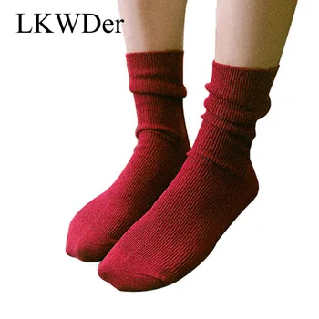 LKWDer 3 Páry Dámske Ponožky na Jar a na Jeseň Dlhé Ponožky Ženy Móda Čerstvé Bavlna Pevné Candy Farby Ponožky Calcetines Mujer Sox
