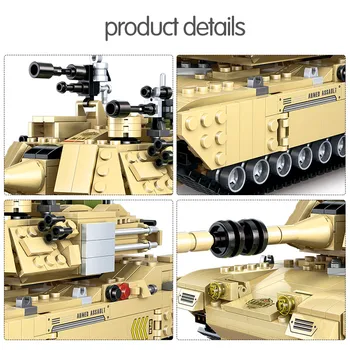 929PCS M1A2 Hlavný Bojový Tank Stavebné Bloky WW2 Vojak Údaje Model Vozidla Vojenské Tehly 6 V 1 Hračky pre Chlapcov