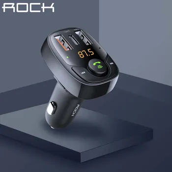 ROCK 36W Rýchlo Nabíjačky, Bluetooth 5.0 FM Vysielač s 3 Nabíjania cez USB Porty, Podpora Navigácia Viacerých Rýchle Nabíjanie Protokolov