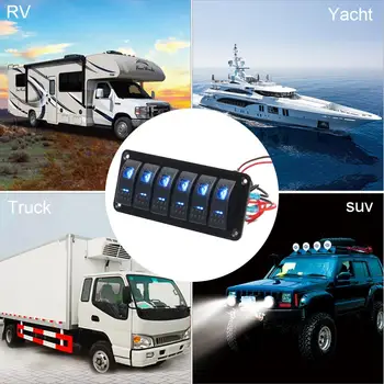 Prepínač Autá LED Univerzálny Prepnúť Panel Auto Prepínač 12V/24V 6 Gang 4 Farby Caravan Istič RV Ovládať Loď Truck