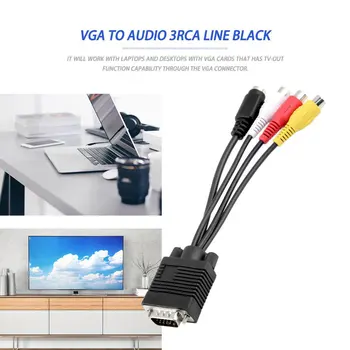 Hot Predaj ! VGA, SVGA, aby S-VIDEO 3 RCA Samica Converter Kábel VGA pre Video, TV-Out, S-video AV Adaptér ! Zväzok 1 Vrecko ONLENY