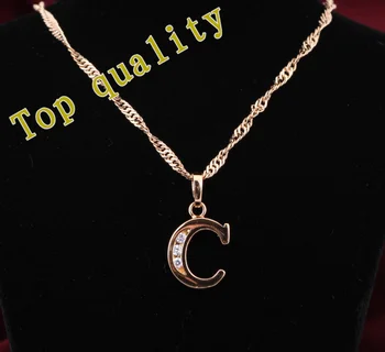 Hot predaj 26 Písmen dizajn C štýl dizajnér veľkoobchod zlatý tón crystal náhrdelníky & prívesky módne šperky LN135A