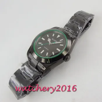40 mm Bliger black dial sapphire crystal PVD prípade automatické pánske hodinky