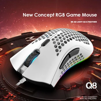 7 Tlačidlá Herných Myší LED Stolný Počítač Q8 RGB 7200dpi Vyprázdnené Drôtová Myš pre Domácnosť Počítačové Príslušenstvo