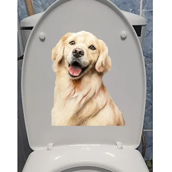 YOJA 17.1×23 CM Roztomilý Zlatý Pes Zábavné WC Príslušenstvo Wc Nálepky Kúpeľňa Decor T1-2370