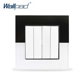 4 Gang Reset Wallpad Krištáľové Sklo 110V-250V 110V-240V Luxusný Sklenený Panel Reset Tlačidlo Reset Premiestniť Wall Light Switch