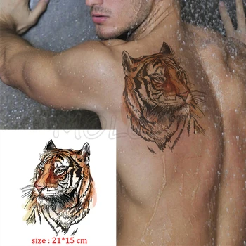 Falošné tetovanie lion king koruny nepremokavé dočasné tetovanie nálepky big cat zviera telo flash art tatto pre dieťa, chlapec, dievča človeka