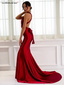 Vestido dama de honra2021 nové, elastickej tkaniny konverzie burgundsko bridesmaid, šaty dlhé sukienka druhna celkom abito damigella