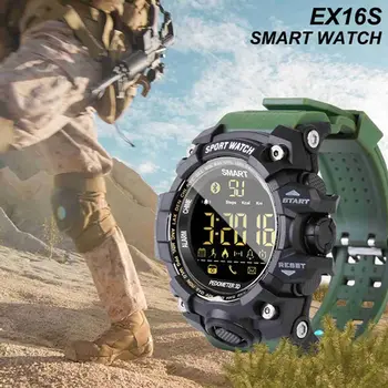Pánske Vodotesné 50M EX16S Smart Športové Hodinky Bluetooth V4.0 Multifunkčné Diaľkové Ovládanie Fotoaparátu Krokomer Náramkové hodinky pre Telefón
