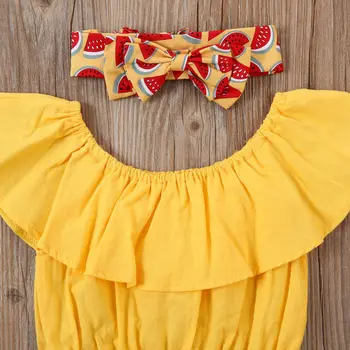 2020 Lete Batoľa Detská Baby Dievčatá Oblečenie Nastaviť Topy bez Rukávov Melón Šortky pokrývku hlavy Sunsuit Oblečenie Oblečenie 3KS