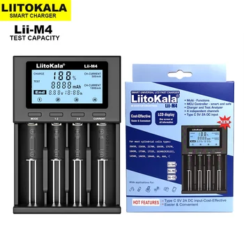 LiitoKala Lii-M4 18650 Ladegerät, LCD Displej Univerzálny Smart Ladegerät Test kapazität für 26650 18650 21700 18500 AA AAA atď 4s