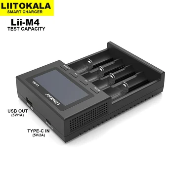 LiitoKala Lii-M4 18650 Ladegerät, LCD Displej Univerzálny Smart Ladegerät Test kapazität für 26650 18650 21700 18500 AA AAA atď 4s