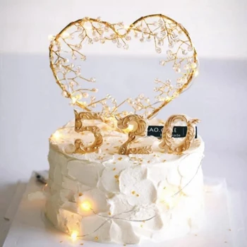 LED Pearl Tortu Mulčovače Srdce Tvar sen Flash cake zdobenie nástroje Svadobné happy birthday cake Mulčovače Cupcake Strana Dodávky