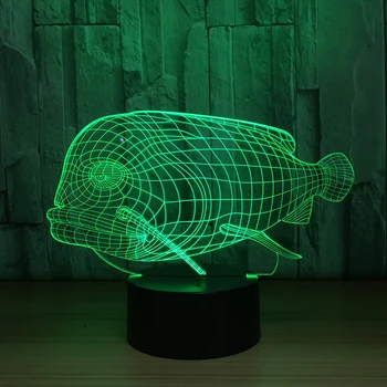 Veľké Ústa Rýb 3D LED RGB Nočné Svetlo 7 Farieb Zmeniť Stôl Svetlo Akčné Figúrky 2828Kids Domov Vianočné Hračky