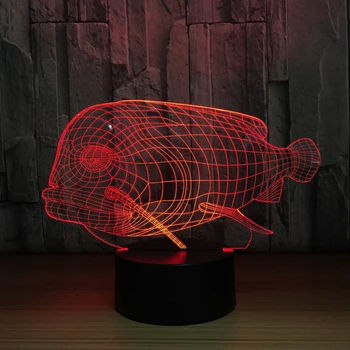Veľké Ústa Rýb 3D LED RGB Nočné Svetlo 7 Farieb Zmeniť Stôl Svetlo Akčné Figúrky 2828Kids Domov Vianočné Hračky