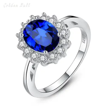 GB Royal Šterlingov Siver S925 Krúžok Kráľovské Šperky Ženy Muži Krúžky Kašmír Modrá Gem Krúžok Princezná Diana Láska Kameň Snubné Prstene