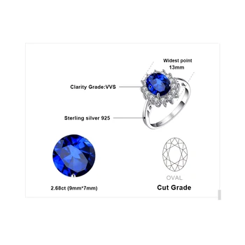 GB Royal Šterlingov Siver S925 Krúžok Kráľovské Šperky Ženy Muži Krúžky Kašmír Modrá Gem Krúžok Princezná Diana Láska Kameň Snubné Prstene