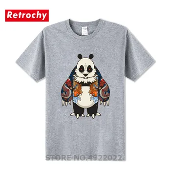 Yakuza Panda T-Shirt Mužov Japonské Koi Fish Vytetované T Shirt Streetwear Harajuku Krátky Rukáv Lumbálna Tričko Mužské Tričko Camisetas