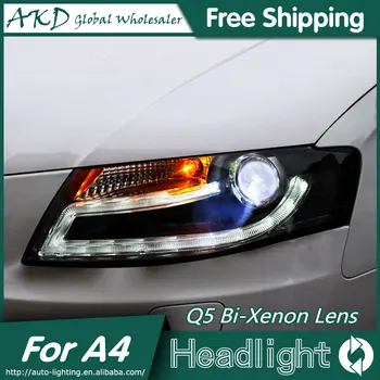 AKD Auto Styling pre Audi A4 B8 Svetlomety 2009-2012 A4L LED Reflektor LED DRL Bi Xenon Šošovky, Vysoká Nízka Lúč Parkovanie