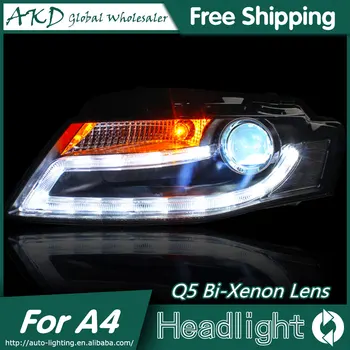 AKD Auto Styling pre Audi A4 B8 Svetlomety 2009-2012 A4L LED Reflektor LED DRL Bi Xenon Šošovky, Vysoká Nízka Lúč Parkovanie