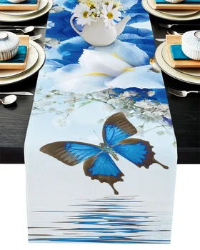 Ľalie Kvety Motýľ Vodné Plochy Stôl Runner Svadobný Stôl Dekor Strany Jedálenský Stôl Runner Hotel Dekor Obrus Placemat