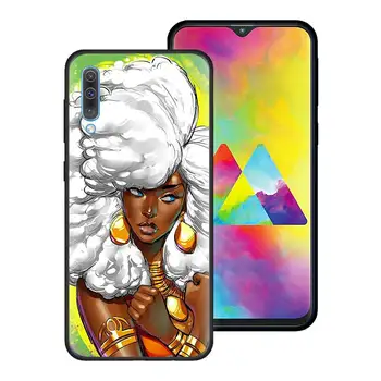 Afro Čierny Dievča obal pre Samsung Galaxy A51 A71 5G A91 A21 A01 A11 A31 A41 M51 M21 M31 M11 Čierny TPU Kryt Telefónu