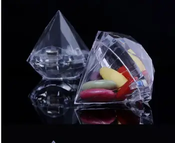 600pcs Jasné Diamond Boxy Candy Box Svadobné Prospech Darčeka Priehľadné Plastové Okno Svadbu