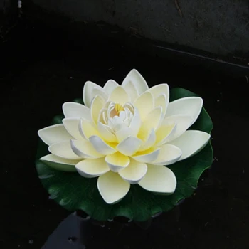 18 cm Umelé Lotosový Kvet EVA Falošné Lotus-Lupene Kvetov lekna Plávajúce Bazén Rastliny Dekor Eva Plastové Multi Farebné Kvety