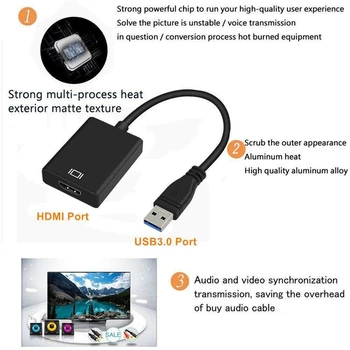 Usb 3.0 Hdmi Hd 1080P Hdtv Audio Video Adaptér Converter Kábel Pre Windows 7/8/10 Pc