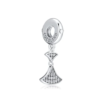 CKK 925 Sterling Silver Jasné, CZ Shell Šaty Visieť Charms Korálky Fit Originálny Náramok, Náhrdelník DIY Šperky Čo perles